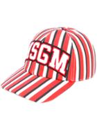 Msgm - Striped Baseball Cap - Men - Cotton - One Size, Red, Cotton