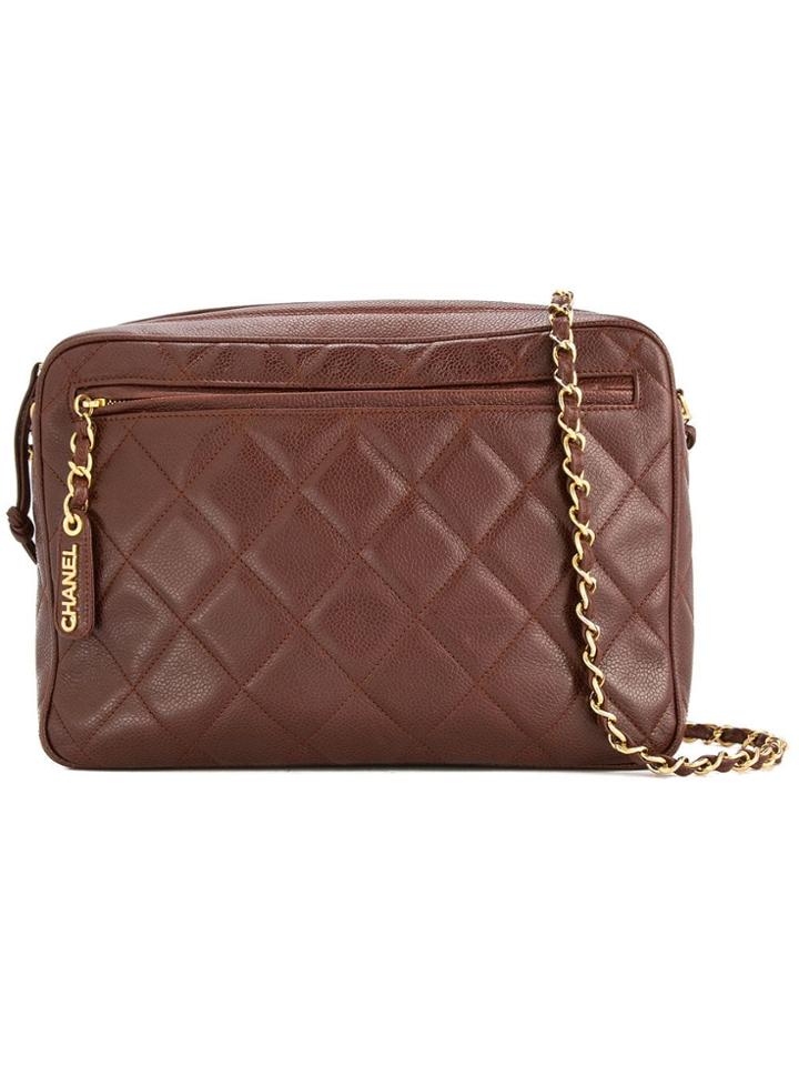 Chanel Vintage Logo Charm Chain Bag - Brown