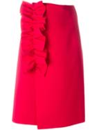 Msgm Ruffle Detail Skirt, Women's, Size: 44, Pink/purple, Polyester/spandex/elastane/viscose