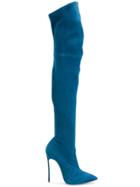 Casadei Thigh Length Stiletto Boots - Blue