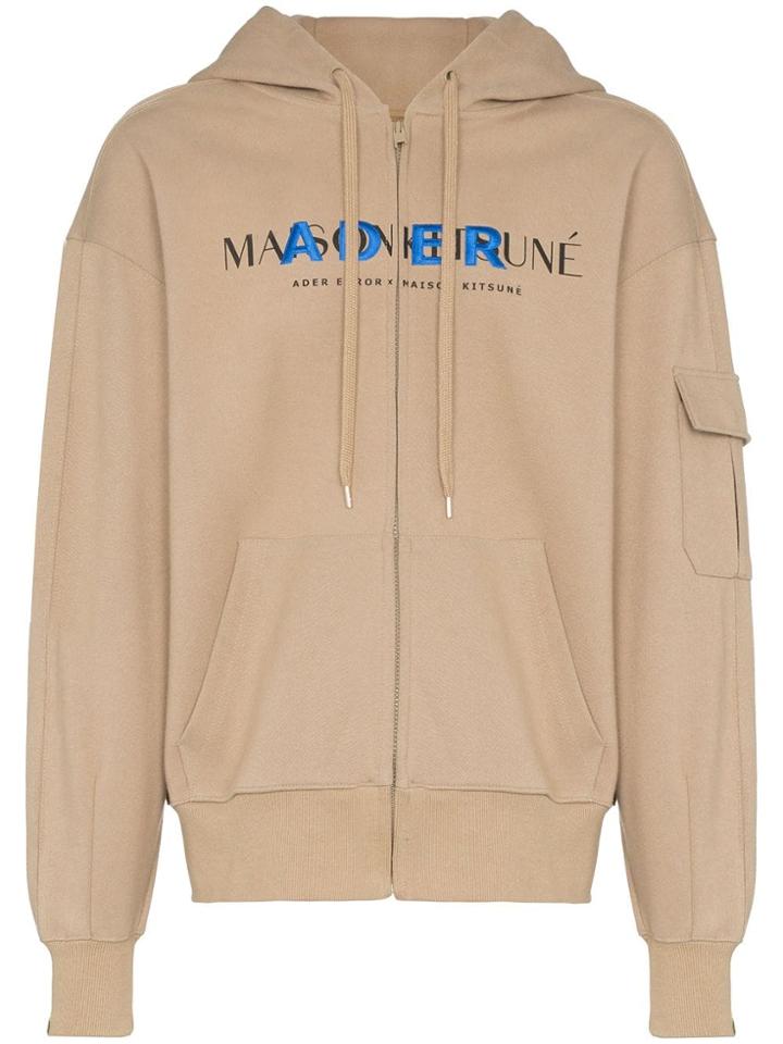Maison Kitsuné X Ader Error Logo Printed Hoodie - Green