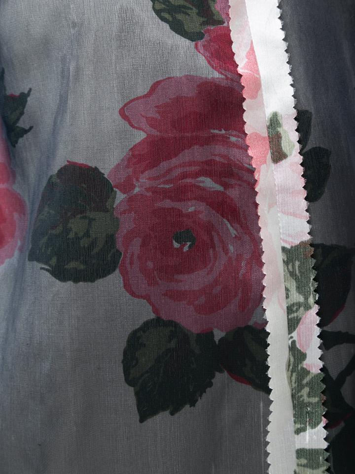Maison Margiela Tulle Overlay Foral Midi Skirt - Black