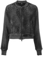 Avant Toi Studded Allover Bomber Jacket, Women's, Size: Small, Green, Cotton/linen/flax/polyamide/aluminium