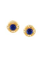 Chanel Vintage Round Gem Clip-on Earrings, Women's, Blue