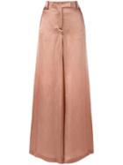Valentino Textured Wide-leg Trousers, Women's, Size: 42, Nude/neutrals, Viscose/silk