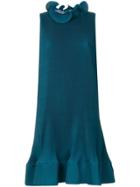 Tibi Pleated Short Sleeveless Dress - Blue