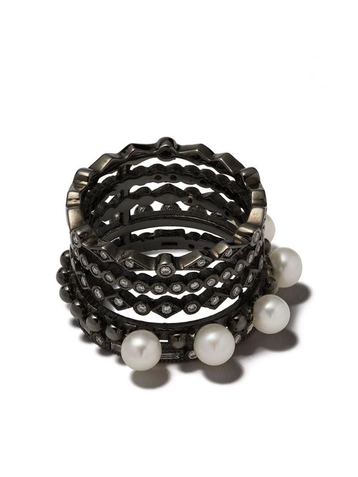 Colette 18kt Black And 18kt White Gold Diamond Masai Multi Strand Ring