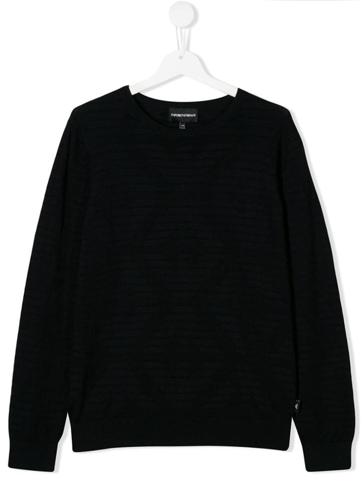Emporio Armani Kids Striped Knit Jumper - Blue