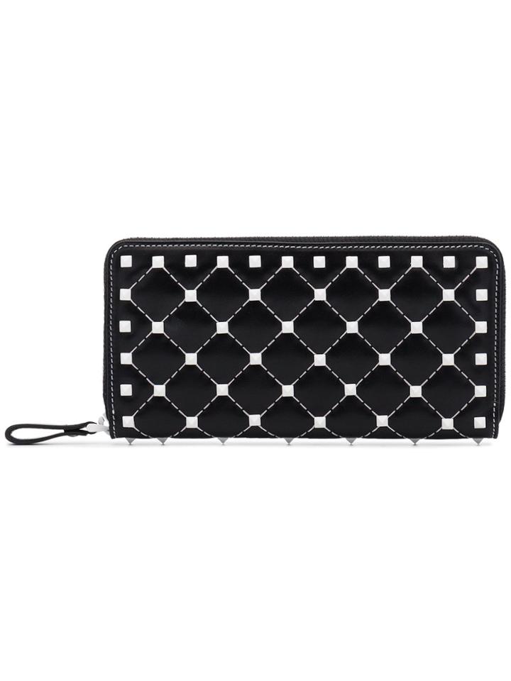 Valentino Black Leather Free Rockstud Spike Long Wallet
