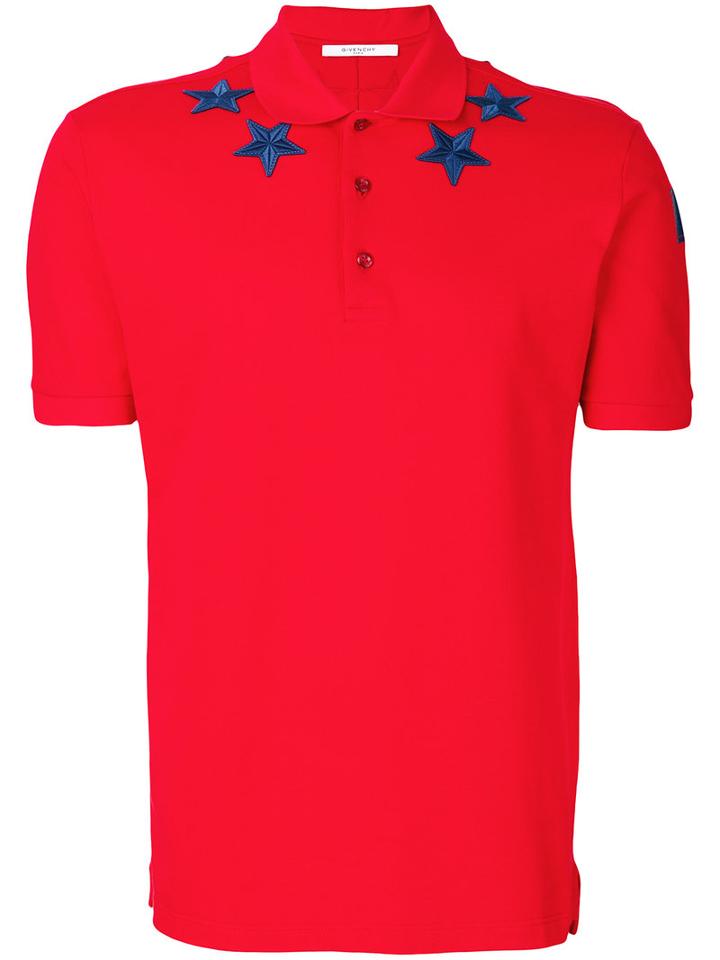 Givenchy - Star Appliqué Polo Shirt - Men - Cotton/polyester - L, Red, Cotton/polyester