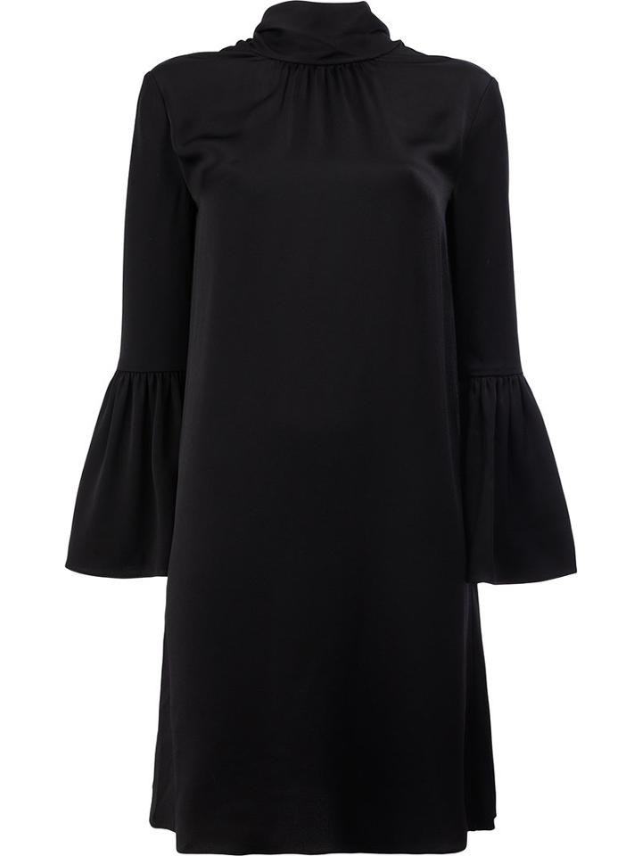 Fendi - Flare Sleeve Pussy Bow Dress - Women - Acetate/viscose - 38, Black, Acetate/viscose