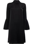 Fendi - Flare Sleeve Pussy Bow Dress - Women - Acetate/viscose - 38, Black, Acetate/viscose