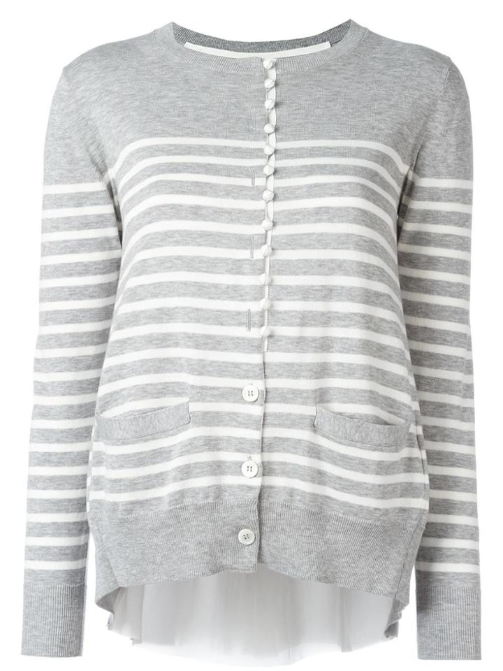 Sacai Cupro Insert Striped Cardigan - Grey