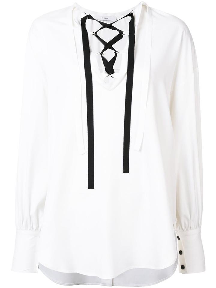 Tome Tie Peasant Blouse, Women's, Size: Xs, White, Silk