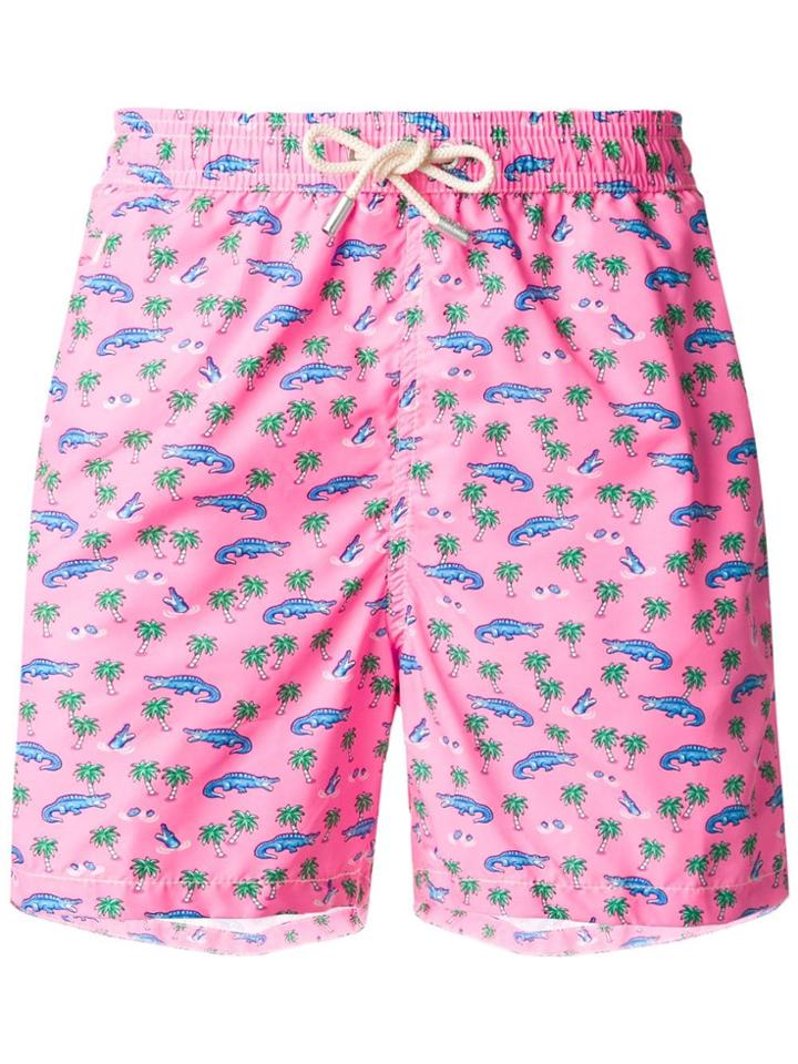 Mc2 Saint Barth Crocodile Print Swim Shorts - Pink