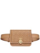 Burberry Belted Quilted Monogram Lambskin Tb Bag - Neutrals