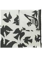 Alexander Mcqueen - Large Skull And Swallow Scarf - Women - Wool - One Size, White, Wool