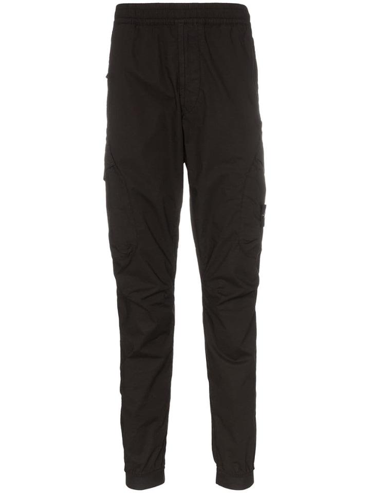 Stone Island Pocket Detail Straight Leg Track Pants - Black