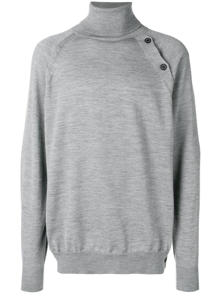 Lanvin Turtle Neck Button Jumper - Grey