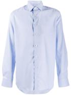 Canali Checked Print Long Sleeve Shirt - Blue