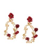 Of Rare Origin Flower Appliqué Earrings - Red