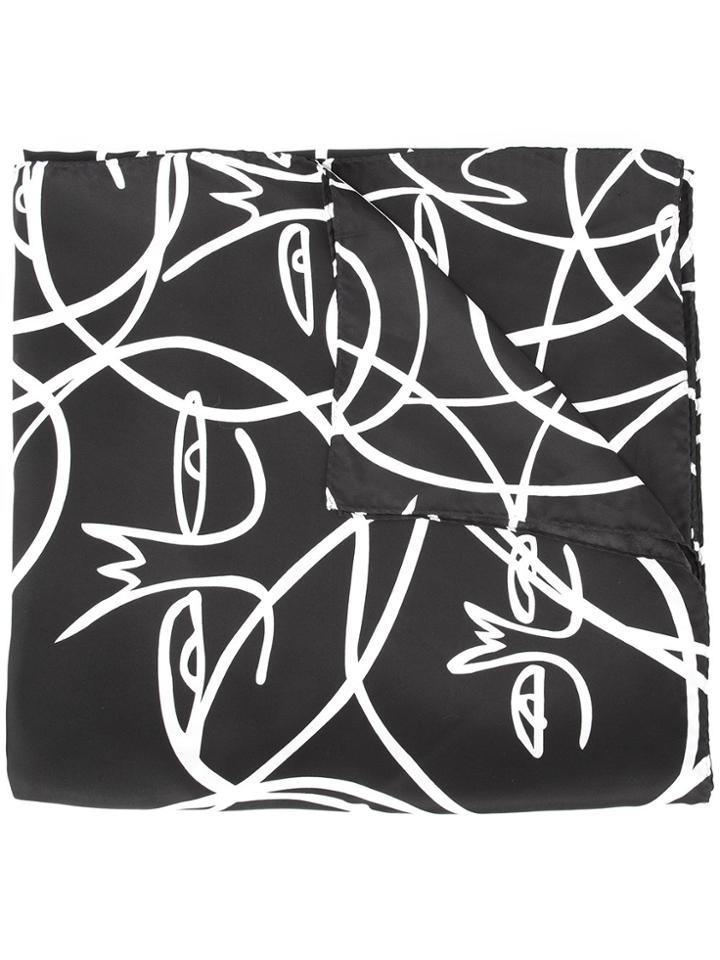 Haculla Abstract Face Print Scarf - Black