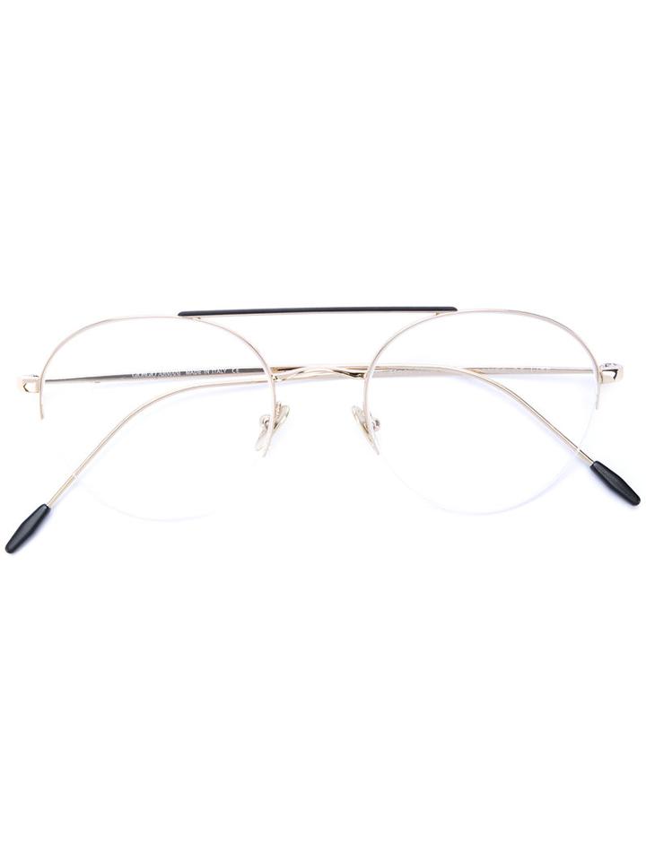 Giorgio Armani - Round Frame Glasses - Men - Metal - 51, Grey, Metal