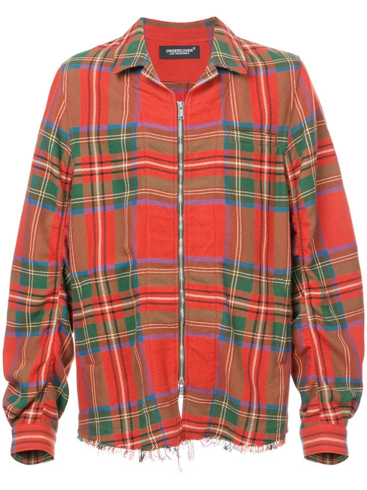 Undercover Raw Hem Tartan Jacket - Red