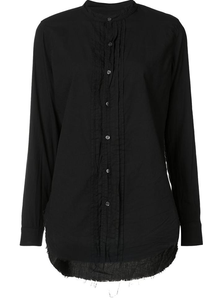 Nsf Band Collar Shirt, Women's, Size: Small, Black, Cotton/tencel