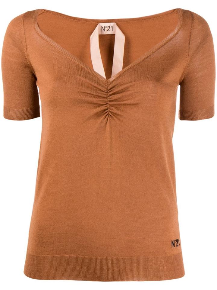 Nº21 V-neck Knitted Top - Brown