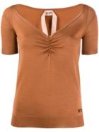 Nº21 V-neck Knitted Top - Brown