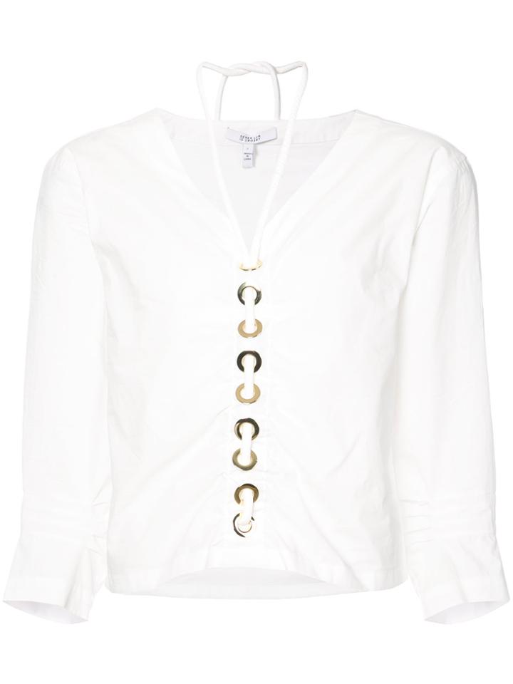 Derek Lam 10 Crosby Long Sleeve Top With Grommet And Lacing Detail -
