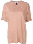 Hope - Scoop Neck T-shirt - Women - Linen/flax - 36, Pink/purple, Linen/flax