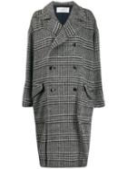 Julien David Checked Oversized Coat - Black