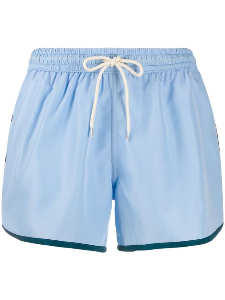 Nos Beachwear Contrast Trim Swim Shorts - Blue