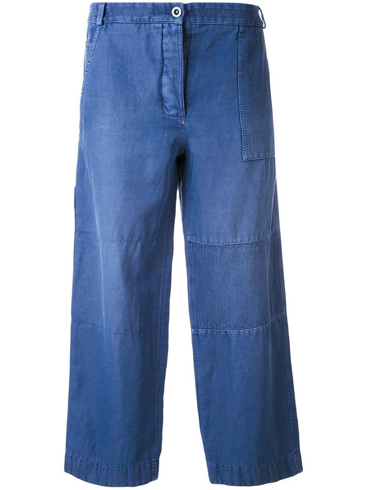 Burberry - Cropped Trousers - Women - Cotton/ramie/polyamide - 8, Blue, Cotton/ramie/polyamide