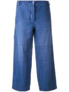 Burberry - Cropped Trousers - Women - Cotton/ramie/polyamide - 8, Blue, Cotton/ramie/polyamide