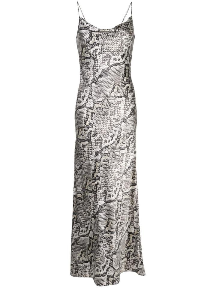L'agence Snake Print Slip Dress - Neutrals
