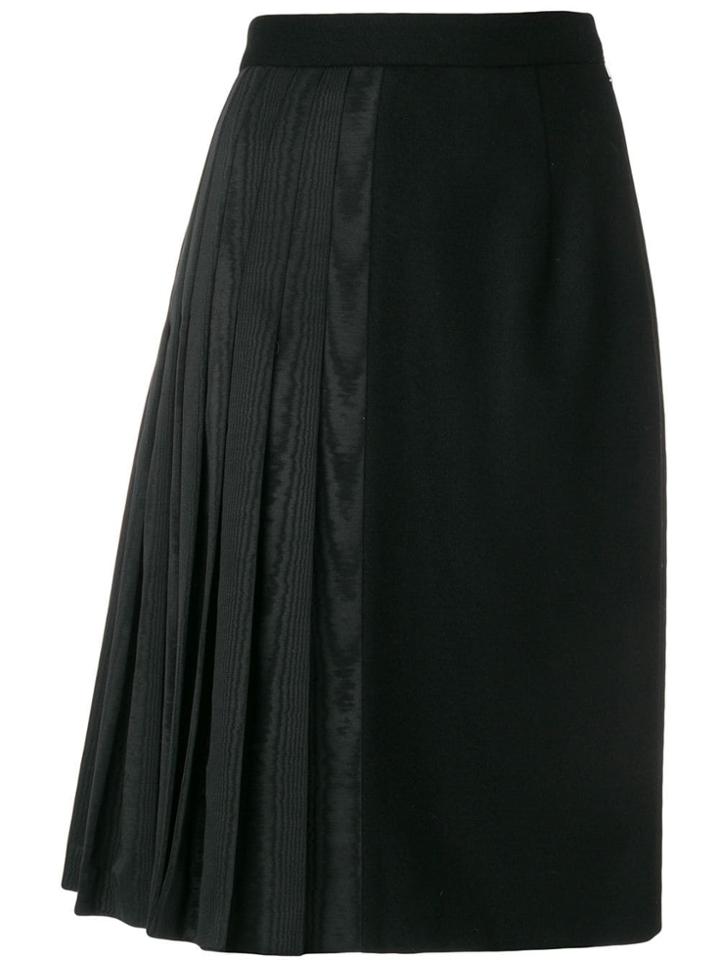 Thom Browne Moire Half Pleated Pencil Skirt - Black