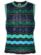 M Missoni Chevron Print Knitted Top, Women's, Size: 44, Blue, Cotton/acrylic/polyamide/metallic Fibre