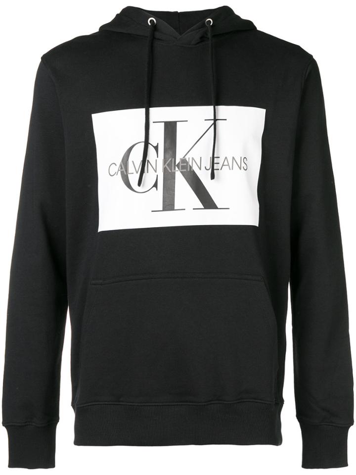 Ck Jeans Logo Print Hoodie - Black