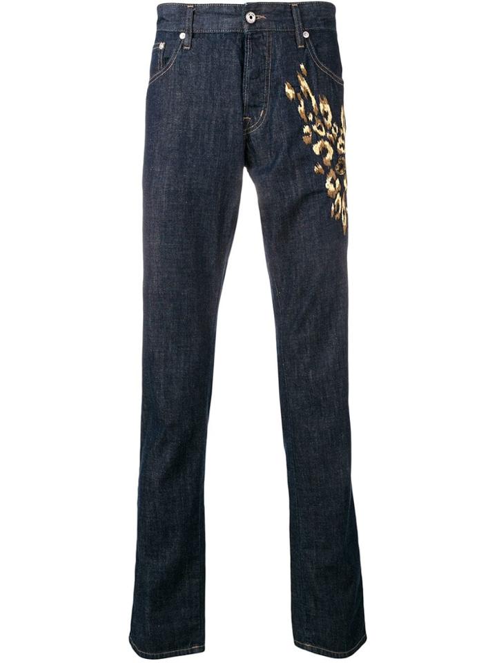Just Cavalli Patterned Straight Leg Jeans - Blue
