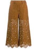 Pt01 Cropped Lace Trousers - Brown
