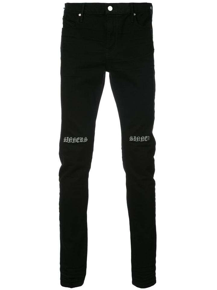 Rta - Knee Embroidered Jeans - Men - Cotton/polyurethane - 32, Black, Cotton/polyurethane