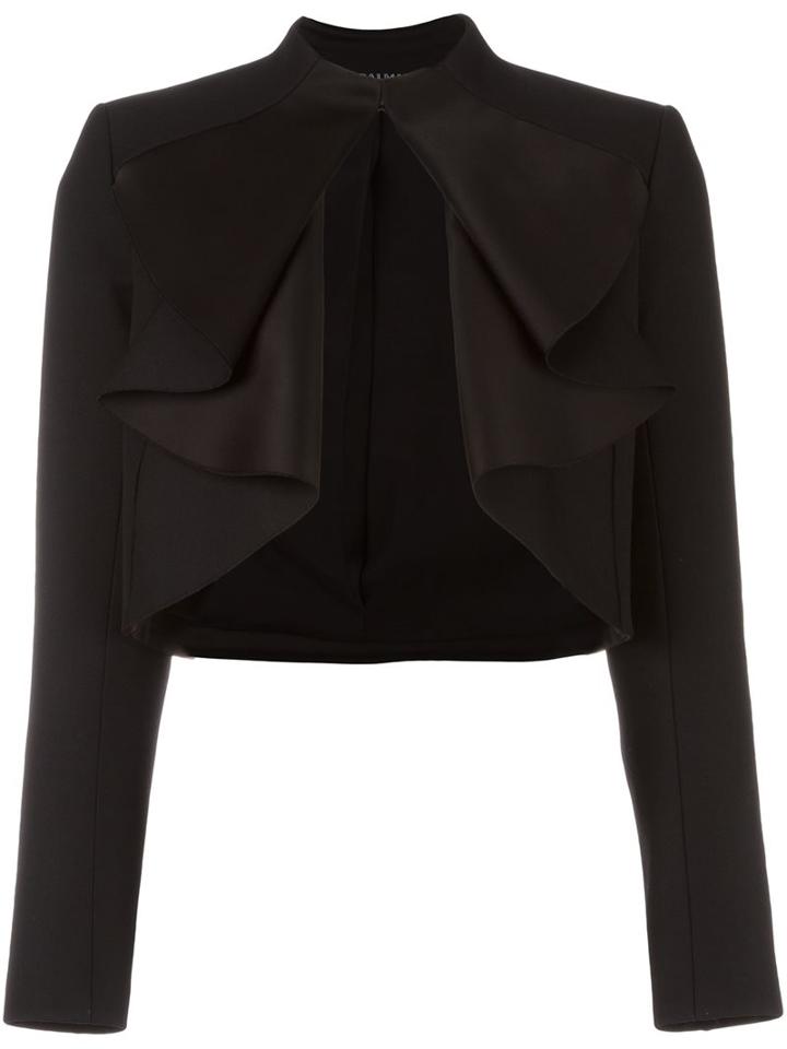 Balmain Ruffled Jacket, Women's, Size: 42, Black, Cotton/viscose/wool