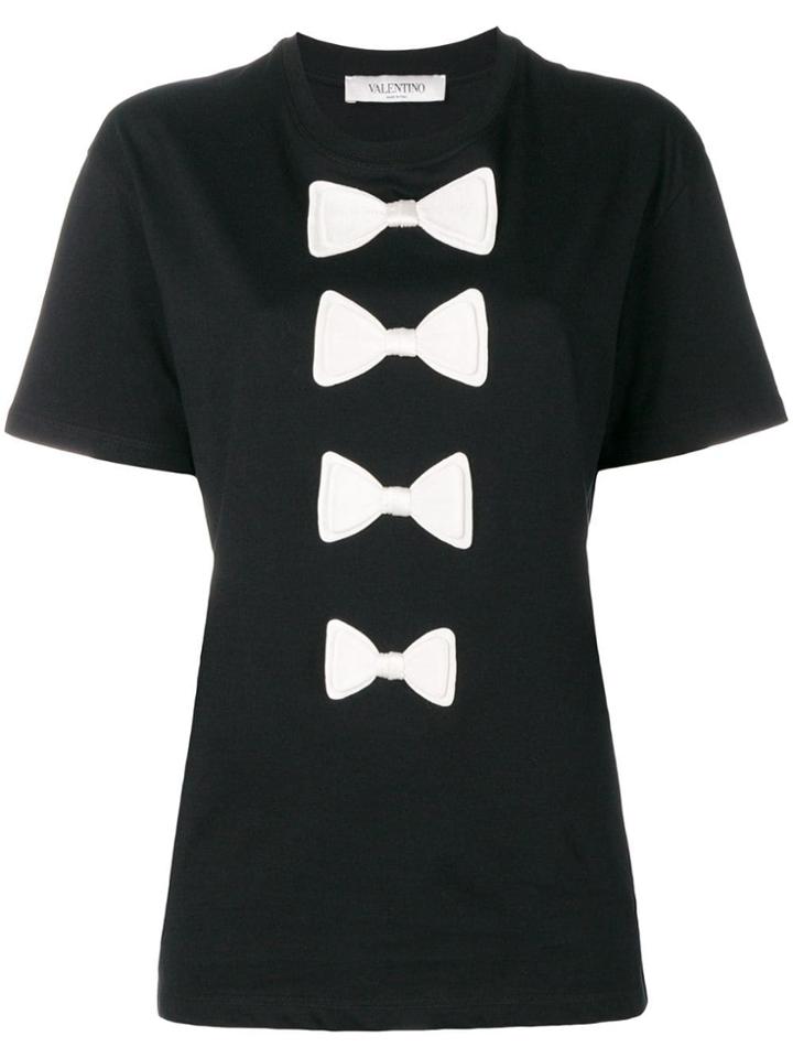 Valentino Bows Embroidered Jersey T-shir - Black