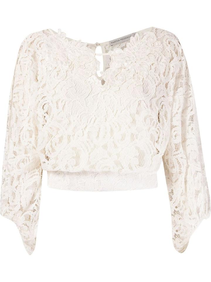 Martha Medeiros 'marescot' Lace Crop Blouse, Women's, Size: 40, White, Cotton/viscose/polyamide