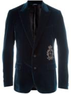 Dolce & Gabbana Velvet Blazer, Men's, Size: 52, Blue, Cotton/rayon/cupro/polyester