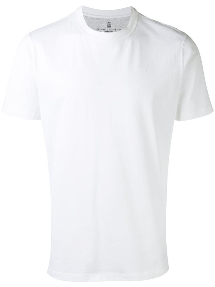 Brunello Cucinelli Crew Neck T-shirt, Men's, Size: Medium, White, Cotton
