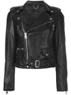 Manokhi Classic Biker Jacket, Women's, Size: 38, Black, Lamb Skin/cupro